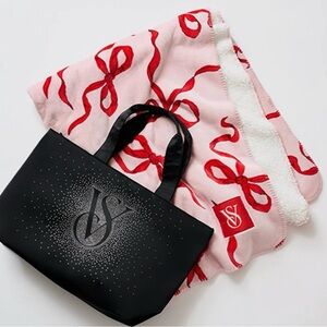 Victoria's Secret Blanket & Black Purse Set